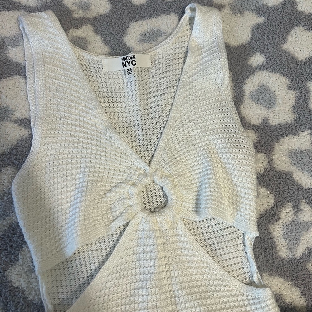 White Textured Women's Dress